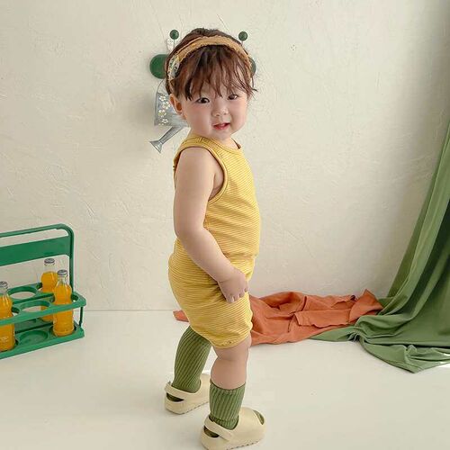 Baby Suit Summer New Boys and Girls Baby Strap Pants Two-pie