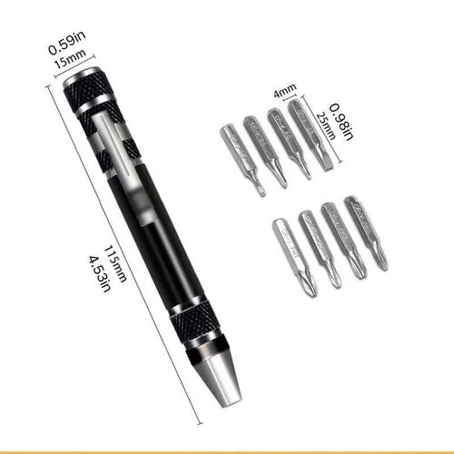 Portable 8 In 1 Aluminum Alloy Screwdriver Pen - Changeable