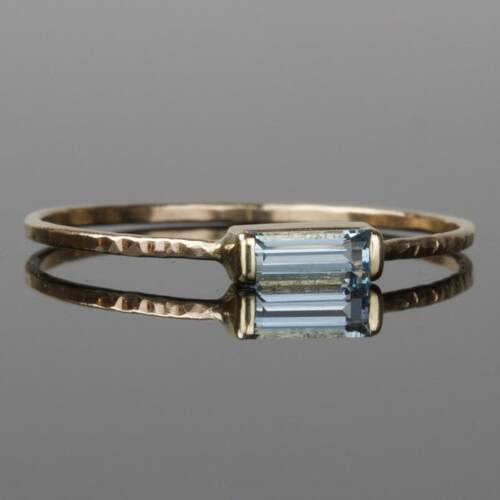 Simple  Aquamarine Baguette Ring  Natural Aquamarine Art De