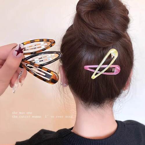 6pcs/pack Geometric Leopard Solid Snap Hairpins Fashion Allo