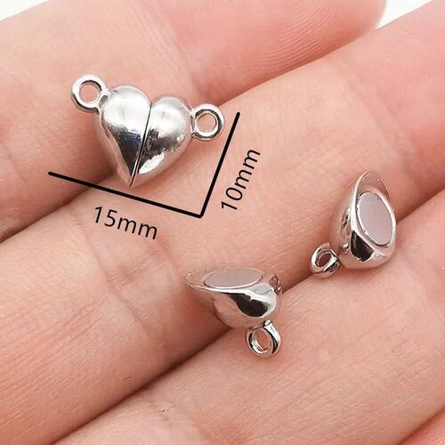10sets(20pcs) Silver Color Heart Round Magnetic Snap Charms