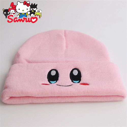 Kirby Winter Cute Smiley Eye Embroidered Knit Cap Sretch Car
