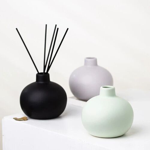 Mini Round Ball Vase Colorful Ceramic Circular Mouth Flower