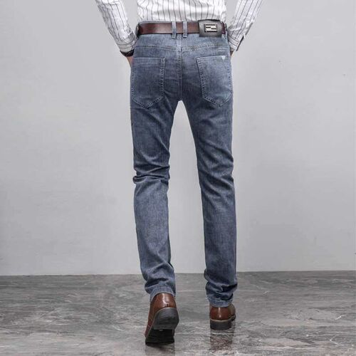 Jeans Mens Spring and Summer Thin Elastic Loose Straight Ca
