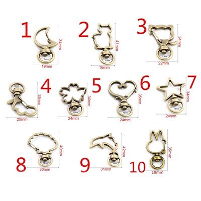 10pcs Cat Heart Snap Hook Trigger Clips Buckles For Keychain