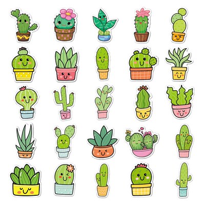 50PCS Cute Plants Cactus Graffiti Stickers Decals for Kids T