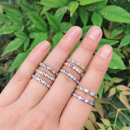 New Bohemia Lucky Turkish Blue Evil Eye Rings Dripping Oil O