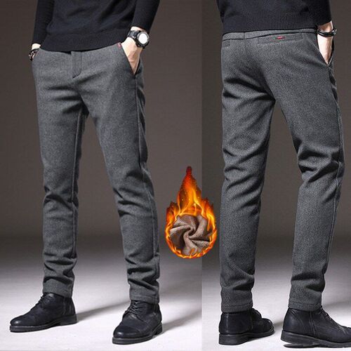 Winter Mens Casual Pants Midaged Relaxed Straight Long Trous