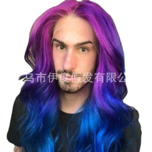 Medium-length curly purple dyed blue chemical fiber high tem