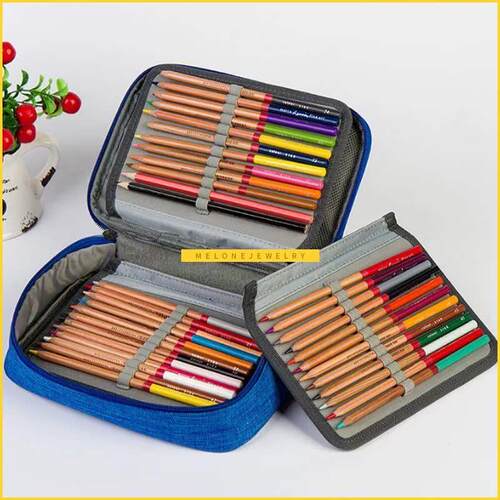 Canvas School Pencil Cases  Girls Boy Pencilcase 72 Holes Pe