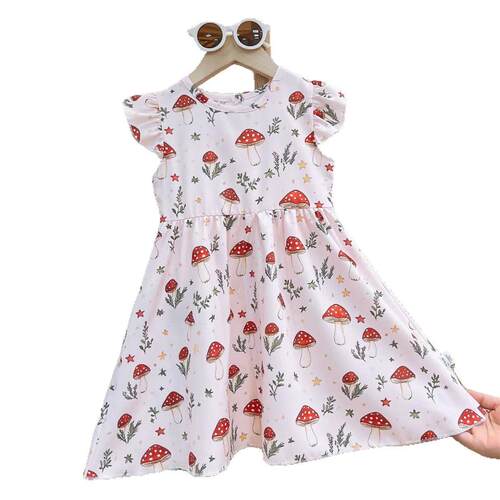 Girls Summer Dress New Fashion Floral Princess Dress with Fl