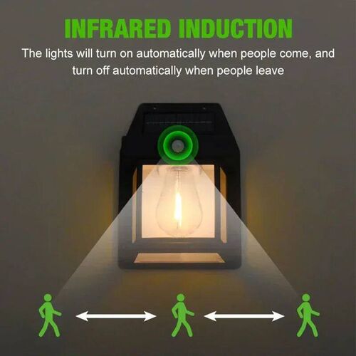 4PCS Solar Wall Sreet Lamp Waterproof Warm Light With Sensor