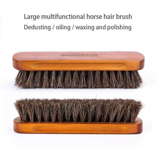 Horsehair Shoe Brush Polish Natural Leather Real Horse Hair