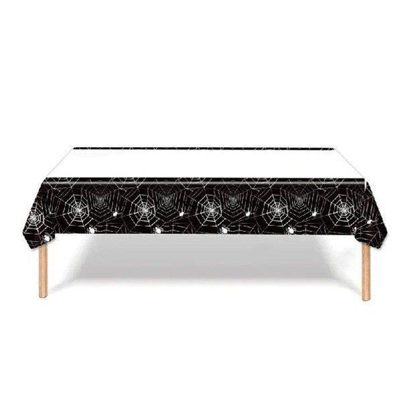 Halloween Decoration Tablecloth Disposable Black Spider Web - 实物图