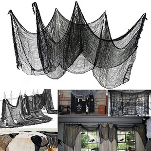 Halloween Yarn HOT Black Large Grid Gauze SALES Creepy
