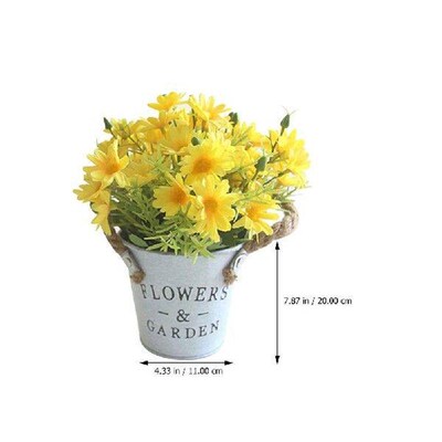 Simulated Rope Iron Barrel Bonsai Vintage Decor Indoor