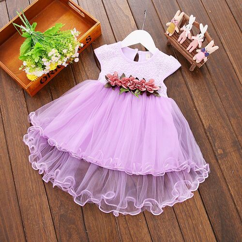 Baby Girls Summer Floral Dress Princess Party Tulle Flower D