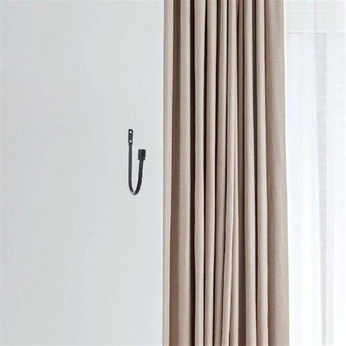 2 Pcs Bright Black Curtain Hooks Wall Mounted Holdbacks For