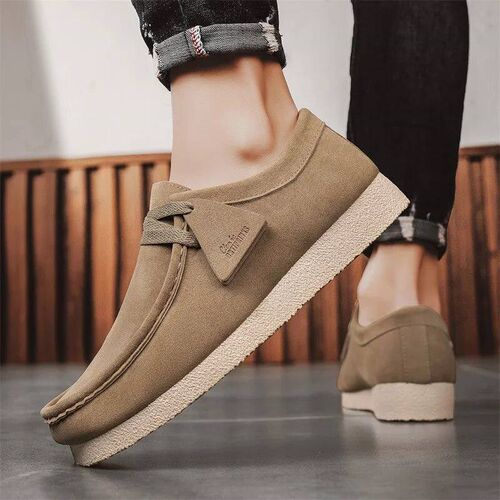 Fahion Khaki Caual Shoe For Men Suede Leather Loafer Men Pla