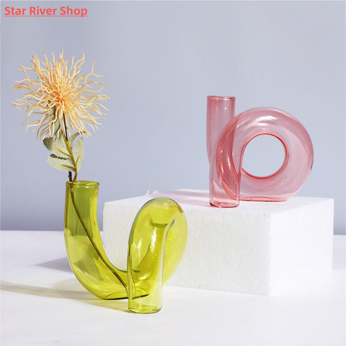 1pc Glass Vases Clear Flower Vase Candle Holders for Wedding