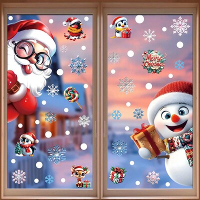 2025 Christmas Static Window Clings - Gingerbread Man Snowma
