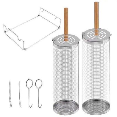 Rolling Grill Baskets Stainless Steel Grill Grate Wire Mesh
