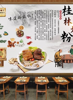 国潮柳州螺蛳粉墙纸广西小吃店桂林米粉贴纸海报装修装饰壁画定制