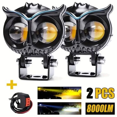 2PCS 8000LM Motorcycle LED Auxiliary Headlights With Control