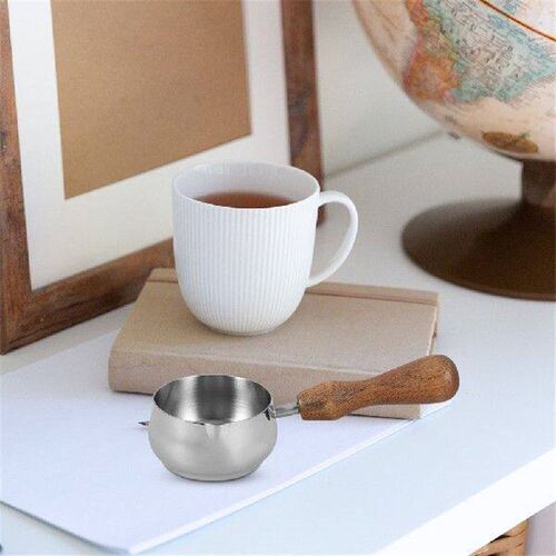 Stainless Cup 60ml Silver Walnut Handle Milk Pitcher Sauce