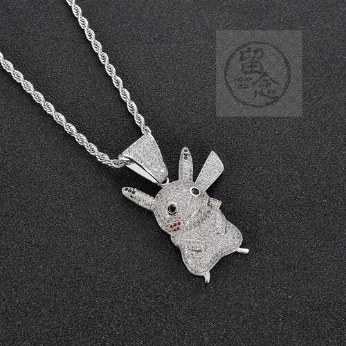 ~ Cartoon character Pikachu pendant personality zircon set h