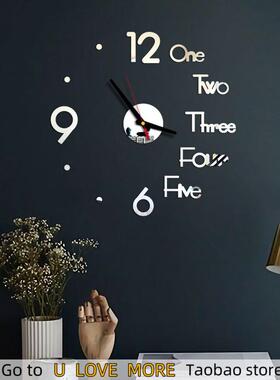 1Set DIY Digital Wall Clock 3D Mirror Surface Sticker Silent