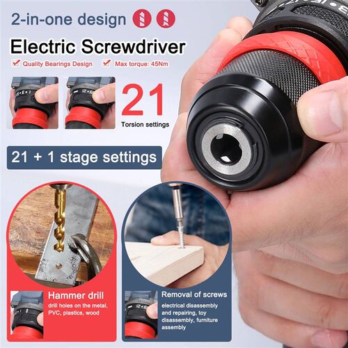 16.8V/21V Brushless Screwdriver Lithium Electric Drill Power