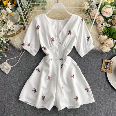 Thai Fashion VNeck WaistDefined Slimming Printed Resort Jump