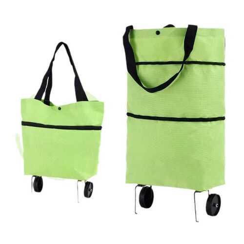 Foldable supermarket shopping bag with wheels, small pull ca