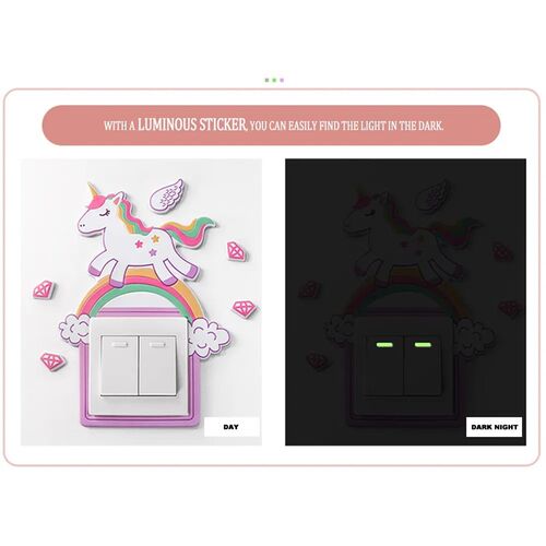 3D Unicorn Switch er Cartoon Kids Room Decor luminous ers Sw