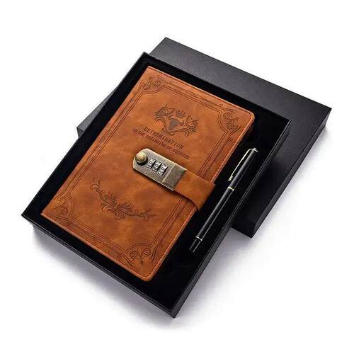 A5 200 Pages Retro Password Book with Lock Diary Thickened C