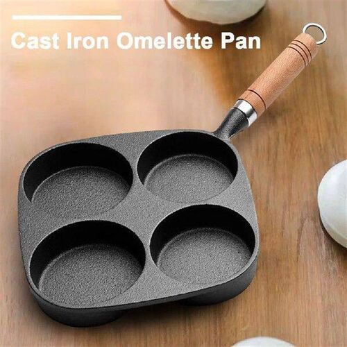4-Cup Cast Iron Egg Frying Pan Non Stick Egg Cooker with