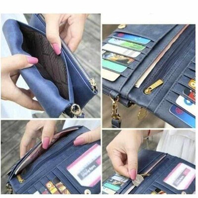 Big Capacity Womens Wallets Dull Polish Leather Wallet Doub