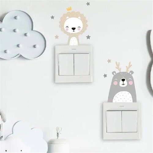 6pcs Cartoon Switch Wall Stickers Cute Animals Bear Panda
