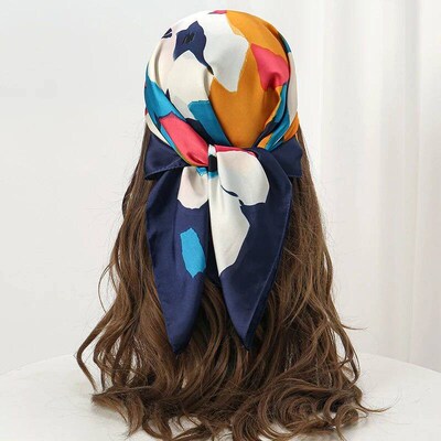 70x70cm 2023 Fashion Luxury Women Satin Silk Shawl Square Sc