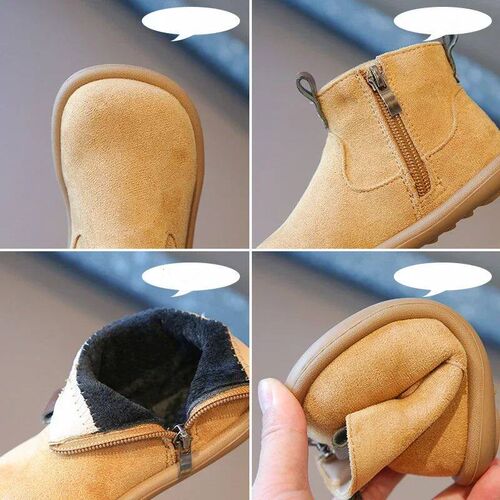 Children Boots Autumn Winter Kids Warm Fur Shoes Vintage Sty