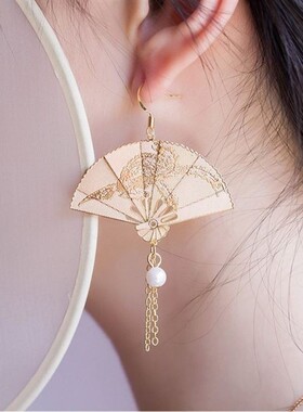 include mail chinese style fan earringJs ancient style super