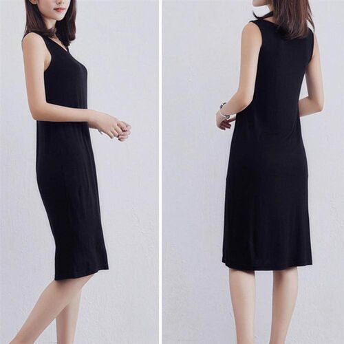 Modal Woman Dress V Neck A-Line Slip Underdress Bottoming