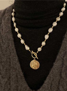 Light Luxury High-end Baroque Freshwater Pearl Woolen Chain