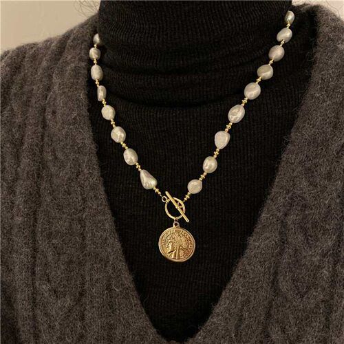 Light Luxury High-end Baroque Freshwater Pearl Woolen Chain