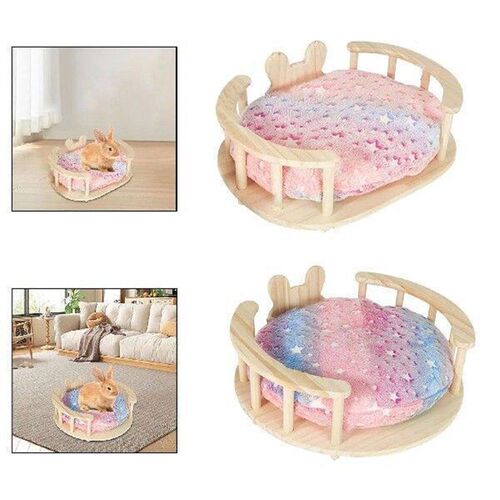 Wooden Rabbit Bed Detachable Cute Shape Small Pets House