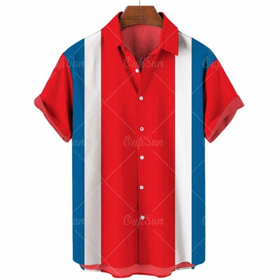 2022 New Mens Hawaiian Shirt 3d Striped Loose Shirt for Men