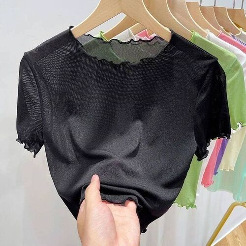 Mesh Bottom Blouse Women Summer Thin Suspender Skirt Short S