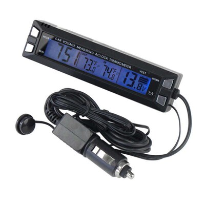 Car LCD Auto Thermometer Voltmeter Clock Volt Temperature Mo