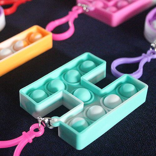 26-letter Keychain Fidget Toys Silicone Push Bubble Simple D